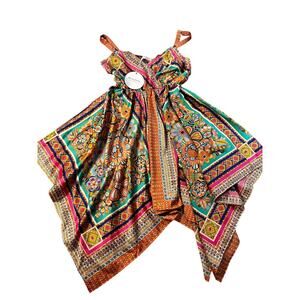 Rusty Dusty modern Bohemia crush M NWT tank handkerchief dress bright colors